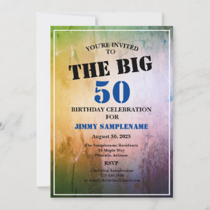 Invitation L'anniversaire de l'homme Abstrait bleu en fête