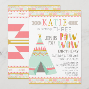 Invitation L'Anniversaire des Indiens Tipi