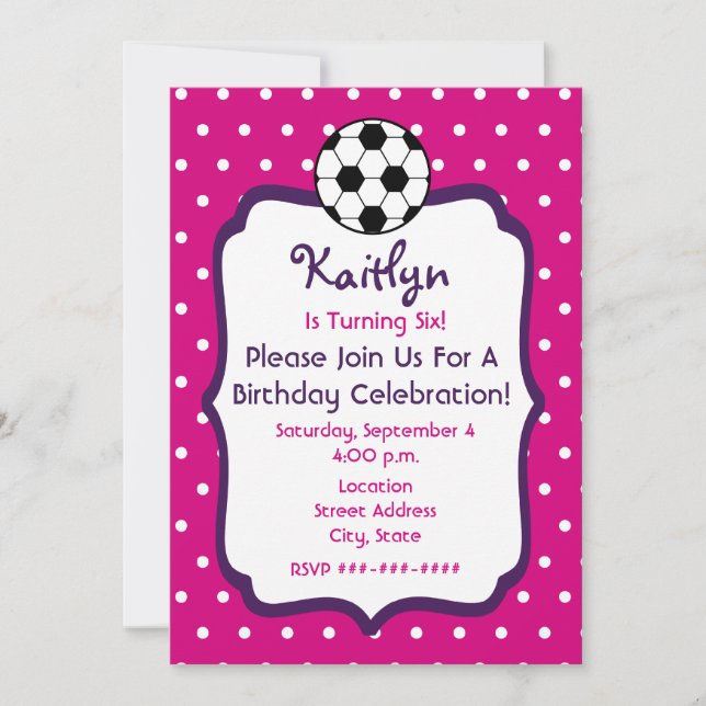 Invitation L'anniversaire du football de filles invitent le (Devant)