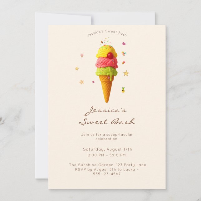 Invitation L'anniversaire sucré de Jessica – Célébration de g (Devant)