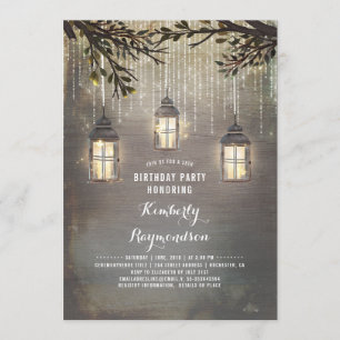 Invitation Lanterne de campagne rustique pour anniversaire de