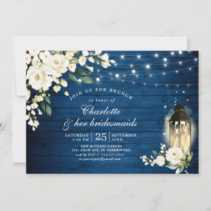 Invitation Lanterne de demoiselles d'honneur Wood & White Ros