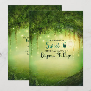 Invitation Lanterne de fête enchantée de forêt verte pour un