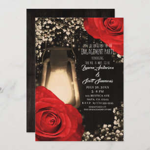Invitation Lanterne de lueur rustique brillant Roses rouges F