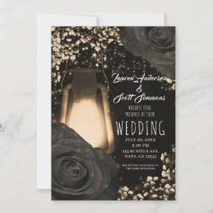 Invitation Lanterne de lumière rustique chaud gris noir Rose