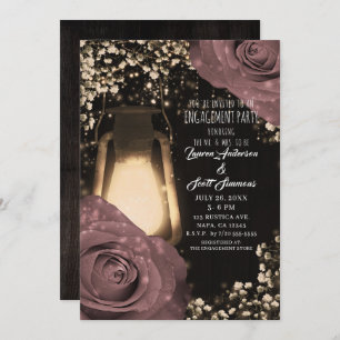 Invitation Lanterne de lumière rustique Dusty rose Roses Fian