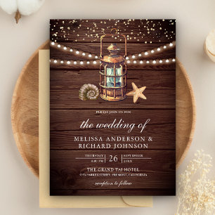 Invitation Lanterne de mariage nautique en bois rustique anti