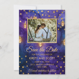 Invitation Lanterne de Nuit Violette Mystique Bokeh Save The