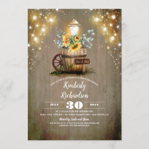 Invitation Lanterne de tournesol Rustique Floral Graduation d
