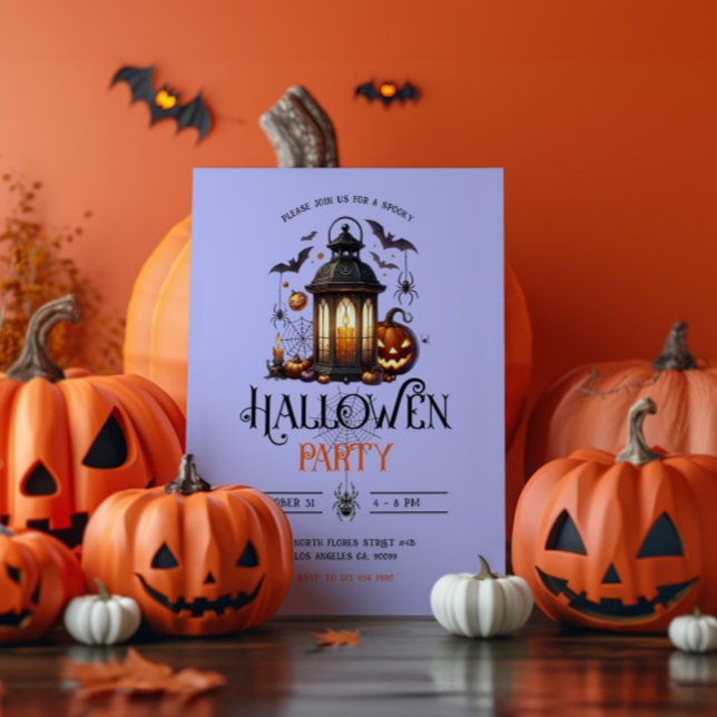 Invitation Lanterne d'Halloween, Bains & Spider Party Invitat (Créateur téléchargé)