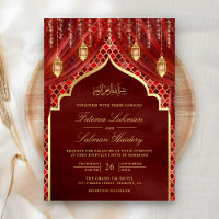 Lanterne dorée Rideau rouge bordeaux Mariage musul