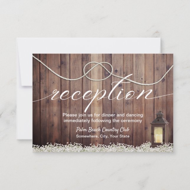 Invitation Lanterne rustique nouant la réception de mariage d (Devant)