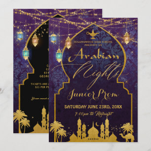 Invitation Lanternes de nuit Arabe exotique Lycée Prom