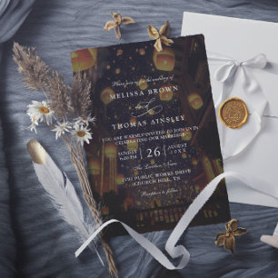 Invitation Lanternes Emmêlées Élégant Mariage Moderne Chic