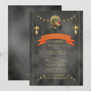 Invitation Lanternes en damier Turquie Dîner d'action de grâc