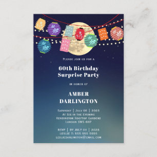 Invitation Lanternes et fête d'anniversaire au clair de lune