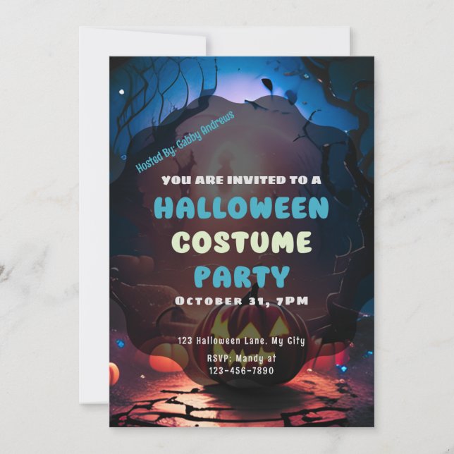 Invitation Lanternes Jack-O' de la forêt déplaisante Hallowee (Devant)