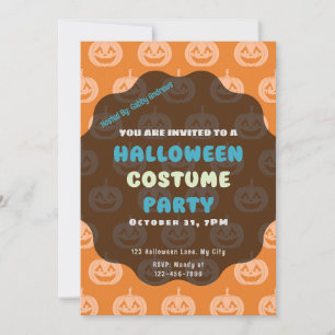 Invitation Lanternes Jack-O' Lumière et Orange foncé Hallowee