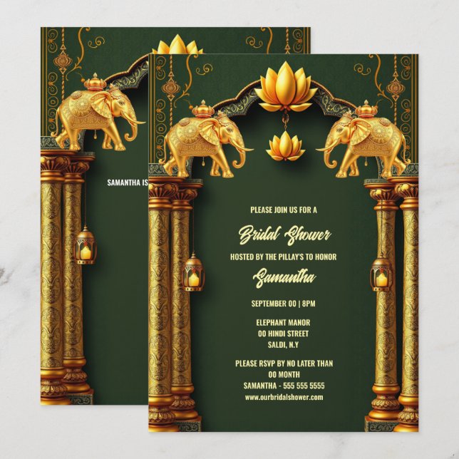 Invitation lanternes mariages indiennes bordeaux or rouge élé (Devant / Derrière)