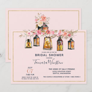 Invitation Lanternes romantiques rustiques Rose Fête des mari