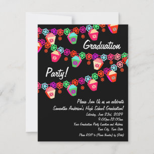 Invitation Lanternes Roses Colorées Graduation Party Invitati