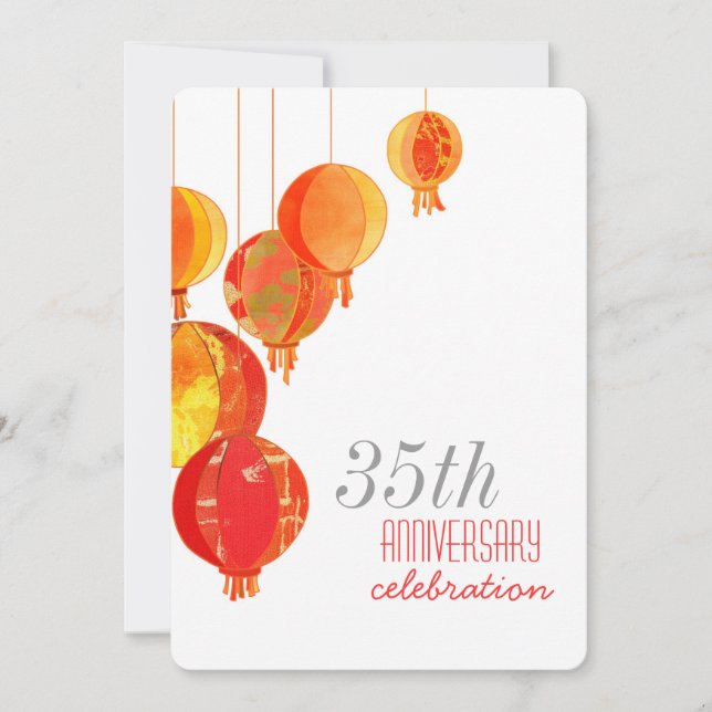 Invitation Lanternes rouges en papier 35e anniversaire de mar (Devant)
