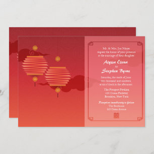 Invitation Lanternes rouges Mariage traditionnel chinois