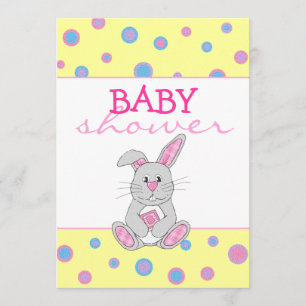 Invitation Lapin avec l'invitation rose de baby shower de