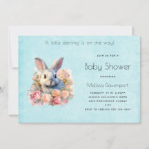Lapin avec une guirlande de roses Fête de bébé ado