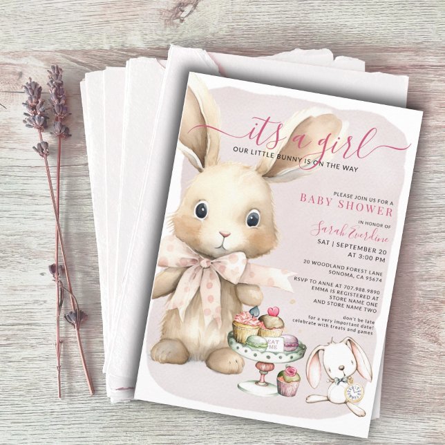 Invitation Lapin Baby shower fille (Créateur téléchargé)