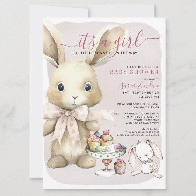 Invitation Lapin Baby shower fille (Créateur téléchargé)