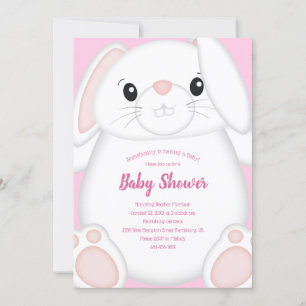 Invitation Lapin Baby shower rose