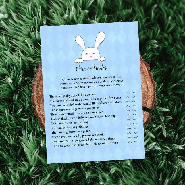 Invitation Lapin Blanc Bleu Sur Sous Le Jeu De Douche (Créateur téléchargé)