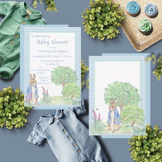 Invitation Lapin Bunny Baby shower bleu (Créateur téléchargé)