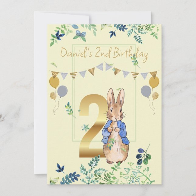 Invitation Lapin Classique personnalisé en veste bleue (Devant)