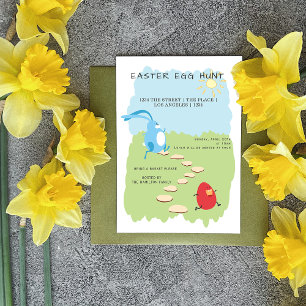 Invitation Lapin de chasse aux œufs de Pâques et œuf personna
