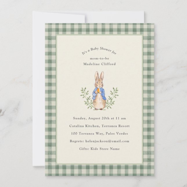 Invitation Lapin de Conte de Fées Classique Sage Baby Shower  (Devant)