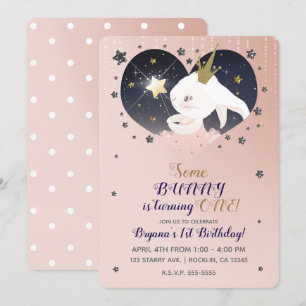 Invitation Lapin de la Petite Étoile Brillante Anniversaire P