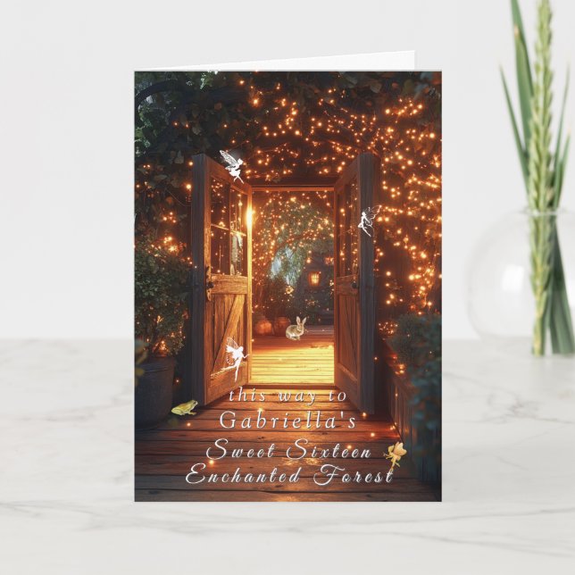 Invitation Lapin de la porte des fées de la forêt enchantée (Devant)