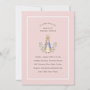 Invitation Lapin de livre d'histoires classique rose Baby Sho
