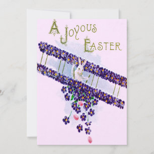 Invitation Lapin de Pâques Avion Oeuf Coloré
