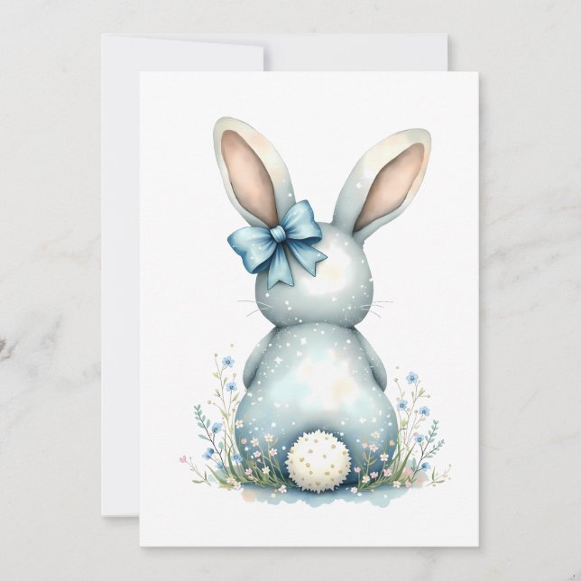 Invitation Lapin de Pâques Blue Bunny Tail à queue de coton a (Devant)