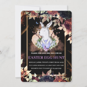 Invitation Lapin de Pâques, Brunch Floral Chasse aux Oeufs In