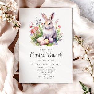Invitation Lapin de Pâques Bruncheau Aquarelle Mignon 