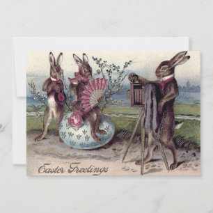Invitation Lapin de Pâques Couple Appareil Photo Oeuf