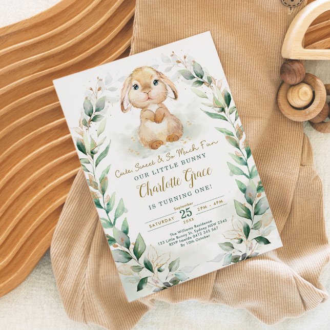 Invitation Lapin de Pâques de printemps Fête d'anniversaire 1 (Créateur téléchargé)