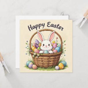 Invitation Lapin de Pâques heureux et Art de panier