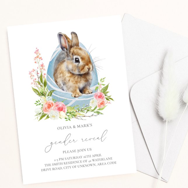 Invitation Lapin de printemps dans Oeuf Floral Genre Reveille (Créateur téléchargé)