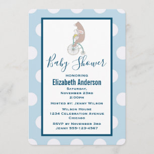 Invitation Lapin et ours Whimsical équitation d'un Baby showe