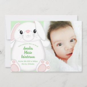 Invitation Lapin Lapin Baby shower Vert